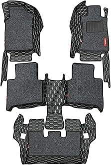 Elegant Ford Endeavour 2015 Onwards Custom Fit 7D Leather Car Floor/Foot/Mat (Star Black And White)