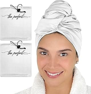 THE PERFECT HAIRCARE Microfiber Hair Drying Towel for Curly Hair - Smooth Microfiber, Ultra-Fine and Untextured - Fast-Drying, Undamaged, Tangle-Free Hair - (40 x 27.5 inches) - White (2)