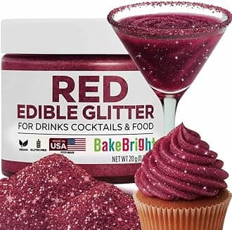 Valentine Edible Red Glitter for Drinks, Food Grade 20g, Valentine's Day Red Sprinkles Cake Decorating, Edible Luster Dust for Cocktail Beverages, Food Coloring Shimmer Powder for Baking, Cake Cupcakes Cookies Drinks Candy Strawberries Decorations, Holidays, Easter Women's Mother's Birthday Party Supplies Made In USA