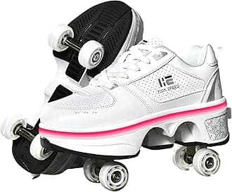 LED Women Deformation Roller Skate Shoes ，Double-Row Walking Shoes with Invisible Wheels