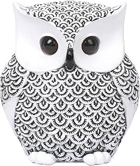 Artpaul Owl Decor Home Décor Accents Small Decor Items for Shelf Owl Figurines Home Decor Owl Decorations for Home, Office, Gifts for Owl Lover(White)
