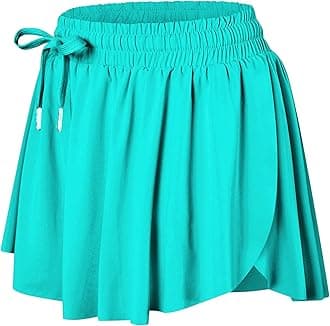 Wsirmet Flowy Shorts for Women Butterfly Shorts 2 in 1 Athletic Workout Gym Biker Running Shorts with Pockets