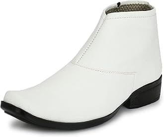 Chelsea-X ™ Fashionable White Leather Zipper High Ankle Length Casual Long Chelsea Boots for Men (IM8200)