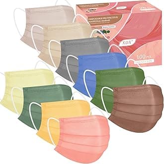 Disposable Face Masks, 100 Pack- 4 Layer Individually Wrapped Masks For Women, Men, Unisex Adults, Breathable Colorful Disposable Masks for Adults (10-Morandi Colors)
