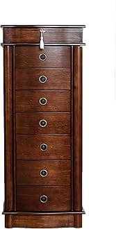 Alveare HomeAlveare Home Nara Jewelry Armoire – Locking Storage Organizer with Seven Spacious Drawers, Walnut