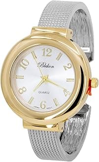 Original Mother of Pearl Cuff Bracelet Watch for Women with 31mm case Japanese Quartz Movement Metal hinged Bangle Style Cuff Wrist Watch for Ladies…