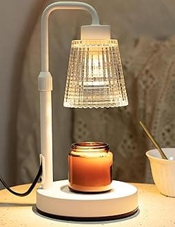 GODONLIF Candle Warmer Lamp, Adjustable Height, Timer, Dimmable, Home Decor, Wax Melts Warmer for Glass Candles, Metallic, Clear