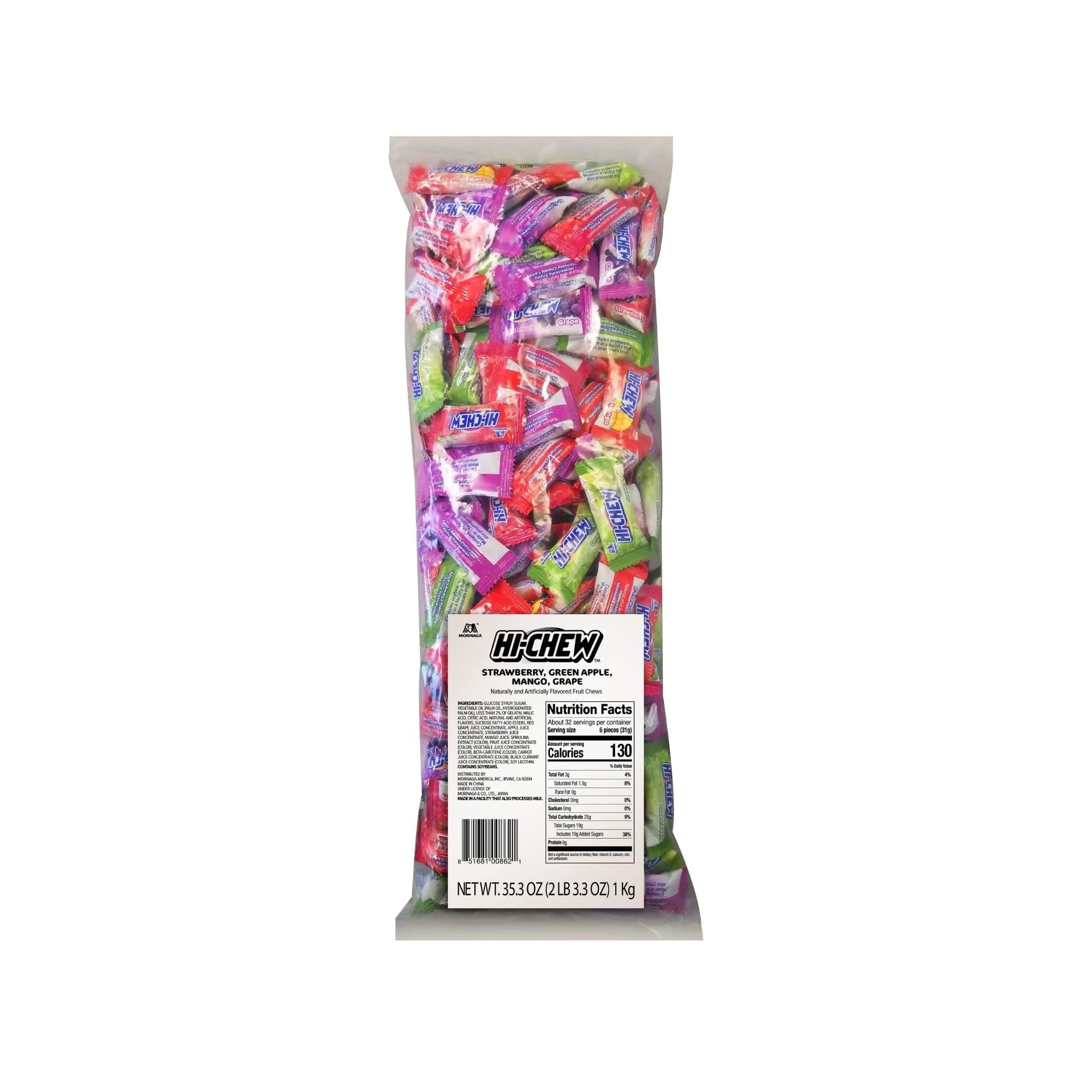 HI-CHEW Assorted Bulk Easter Candy Bag, Green Apple Strawberry Mango Grape, Soft & Chewy Candy 2.2lb - 185+ Pieces Individually Wrapped - Made with Immensely Juicy Fruity Flavors