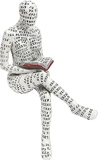 Marsrut Thinker Style Reading Woman Sculpture - Cool Pulp Statue Shelf Decor | Resin Aesthetic Figurines for Bookshelf Decorations | Items to Put on Shelves | Red Modern Stuff for Home Bookshelves