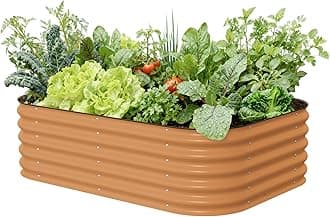 Aluzinc Raised Garden Bed Kits, 17" Tall 6 in 1 Modular Metal Raised Planter Bed for Vegetables Flowers Patio Ground Planter Box, Terra Cotta