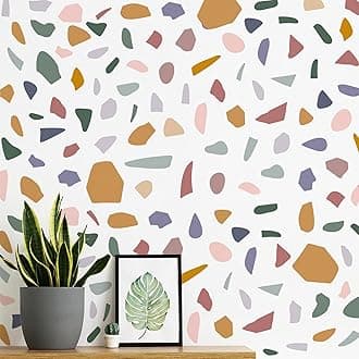 10 Sheets Colorful Terrazzo Pattern Wall Decal Irregular Stones Polka Dot Geometric Wall Stickers Boho Abstract Vinyl Removable Peel and Stick Wallpaper for Kids Baby Nursery Home Decorations