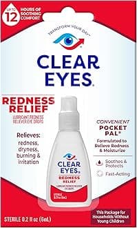 Clear Eyes Redness Eye Relief Eye Drops, Relieves Redness & Calms Irritation, 0.2 Fl Oz