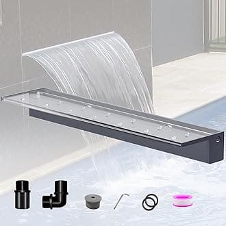 Pond Waterfall Blade Kit, 90cm Acrylic Pool Fountain with Accessories, Width 20cm Spillway Water Feature Waterfall Cascade for Garden Patio Pond Decoration