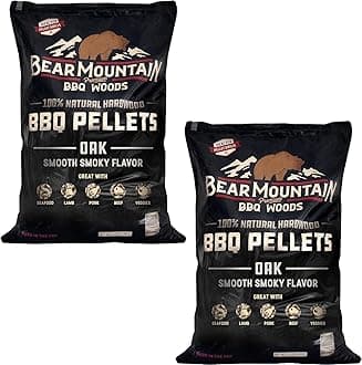 Bear Mountain Premium BBQ WoodsAll Natural Hardwood Red and White Oak Chip Pellets for Outdoor Gas, Charcoal, and Electric Grills, 20 Pounds (2 Pack)