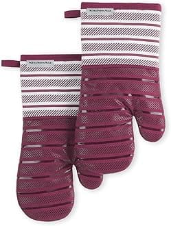 Albany Oven Mitt 2-Pack Set, Beet, 7"x13"