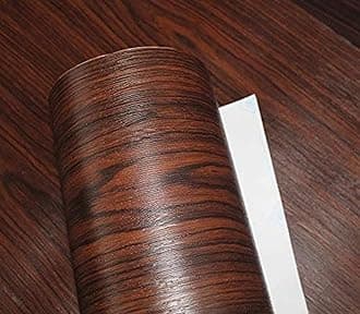 Elton Cherry Brown Teak Wood Grain Textured Self Adhesive Decorative Vinyl Shelf Liner Decorative Wrinkled Vinyl Sheet_1.33x6 Feet
