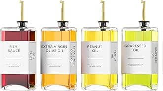 Kitchen Oil Dispenser, Cooking Oil Dispenser Set, Oil and Vinegar Bottles, Olive Oil Bottle, Soy Sauce Dispenser - 4 Pieces, Gold