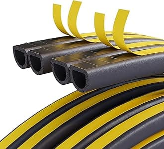 – 12M Door Seal Rubber Weather Strip Foam Tape, D Type Self-Adhesive Weather Stripping for Keeping Bugs, Air, Draft, Dust and Noise Out, Door Draft for Door Bottom and Window, Black