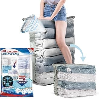 TAILI Jumbo Cube Vacuum Storage Bags, Extra Large Compressed Space Saver Bags 6 Pack 31x 40x15, No Need Pumps for Travel, Space Bags for Seasonal Clothes, Comforters, Towels, Pillow, Bedding, Blanket