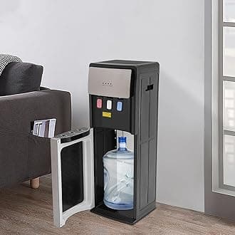 Bottom Loading Water Cooler Dispenser for 5 Gallon Bottles, Hot Room Cold Drink Water Dispenser 110V 500W Bottom-Loading Water-Cooler Hot & Cold Water Machine for Home Office (Silver Grey)