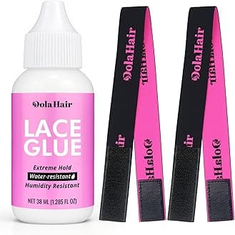 Dolahair Lace Glue for Wigs - Waterproof Super Hold Hair Bonding Glue for Weave and Hair Systems - Invisible Extreme Hold (Includes 2 Wig Bands)