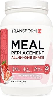 TransformHQ Meal Replacement Shake Powder 28 Servings (Strawberry & Cream) - Gluten Free, Non-GMO
