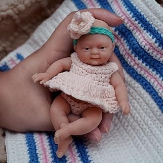 MYREBABY 4.5 Inch Mini Baby Doll Silicone Baby Girl Leah Tiny Silicone Baby Dolls Realistic Baby Dolls Newborn Full Body Stress Relief