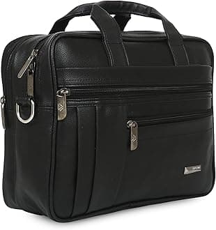 Zipline Synthetic Leather Executive SMALL messenger bag for upto 13" Laptop/Tablet for men women with multiple compartments, Black, S, Western