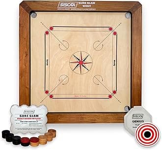 Siscaa Winit Sureslam Carrom Board Full Size 35 Inch | Premium Fast Indian 29x29 Inch Ply | Includes Genius Striker, Coin Set, Top Cover, Powder | Perfect for Champions