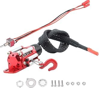 couoi RC Winch, 1/10 Metal RC Crawler Winch Mini Electric Metal Winch Accessory for SCX10 D90 D110 TF2 TRX4 KM2 Rc Winch