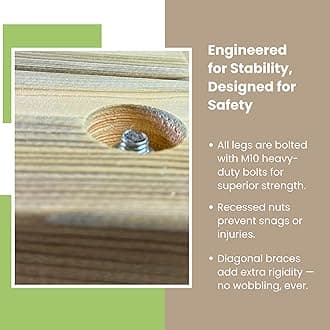 MG Timber Heavy Duty Premium, A-frame Picnic table, Bench. Made From Pressure Treated Swedish Redwood (Round Corners, 7FT)