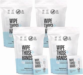 Wipe Those Hands On-The-Go Sanitizing Wipes - 4 Packs of 30 Individually Wrapped Wipes, 120 Total - Alcohol & Fragrance-Free - Kills Germs Fast - Travel Friendly