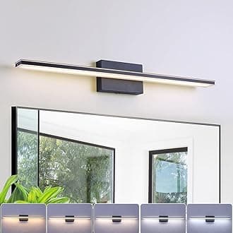 LED Modern Bathroom Vanity Light Dimmable 5CCT Bath Light Fixture Over Mirror, Black Bar Vanity Light for Bathroom Mirror Restroom(31.5 inch, 24W)