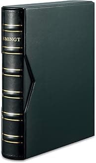 MUDOR Premium PU Classic Binder with Slipcase Paper Storage Case, 4 Ring Binder Albums Stockbook for Stamps, Documents, Coins, Bank Notes, Without Inner Pages (Green)