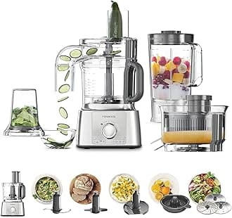 Food Processor 1000W Multi-Functional With 3 Stainless Steel Disks, Blender, Grinder Mill, Juicer Extractror, Whisk, Dough Maker, Citrus Juicer, Express Serve/Salad Maker Fdp65.880Si Silver