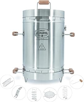 EL BARRIL 30 LBS Premium Combo Stainless Steel Barrel Charcoal Vertical Grill.