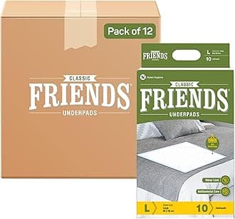 Friends Classic Large Disposable Underpads for Adults (60x90 cm) | 120 Count | Highly Absorbent | Unisex | Rash Protection | Converts Liquids to Gel | Cottony Soft | Anti-Bacterial & Leak-Proof