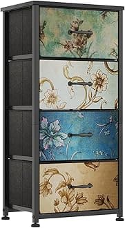 CAIYUN Chest of Drawers Bedroom with 4 Drawers and Flower Printing, Small Fabric Dressers, Dresser for Entryway Hallway Living Room, Closet Storage Drawer