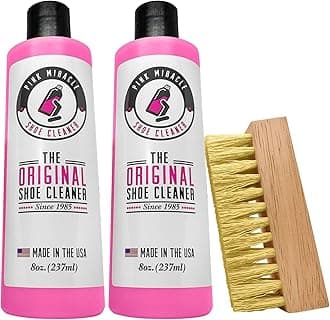 Shoe Cleaner Kit Fabric Cleaner for Leather, Whites and Nubuck Sneakers Two Pack (Two Bottles/One Brush)