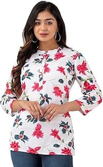 FERANOID Women Cotton Printed Straight Short Kurti