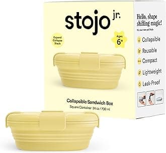 Collapsible Sandwich Box – 24oz, Reusable Food Storage Container, Silicone Bowl for Hot/Cold Food – Meal Prep, Lunch, Camping, Hiking – Dishwasher Safe (Mimosa, Set of 1)