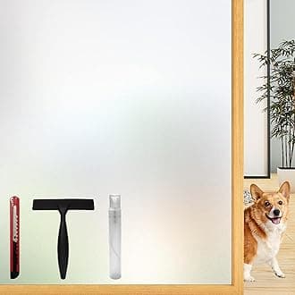 Frosted Glass Window Privacy Film, Removable, Static Cling, Heat/UV Protection, Anti-Glare, with Installation Tools (Pure, 47.2 x 78.7 Inch)