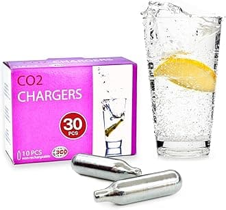 ICO 30pcs 8g CO2 Cartridges for Soda Maker, Food Grade 8 gram CO2 Cartridges, Non-Threaded Soda Chargers for Sparkling Water Maker and Carbonated Water Maker