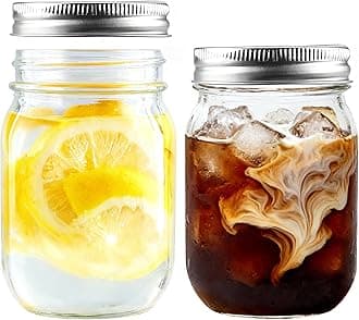 2-Pack 16oz Mason Jars with Airtight Lids - Regular Mouth Glass Canning Jars for Meal Prep, Overnight Oats, Preserving, Jam, Honey, Pickling | Ideal for Wedding Favors & Party Decor