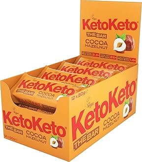 Bars 12 x 50g Keto Snacks Weight Loss | Keto Diet, Sugar Free Snack, Meal Replacement Bar | Healthy Snacks, Low Carb Food | Low Calorie, Vegan Food, Breakfast Bar (Cocoa Hazelnut)