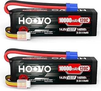 HOOVO 4S Lipo Battery 14.8V 10000mAh 120C RC Battery EC5 Plug Soft Case Compatible for RC Cars, Drones, DJI, FPV, RC Plane, Racing Hobby 2 Pack