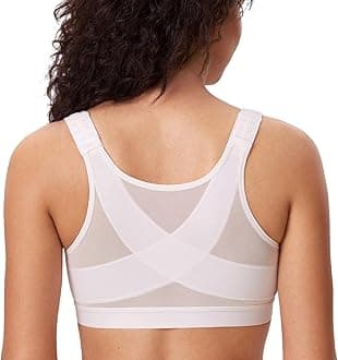 DELIMIRA Women's Full Coverage Front Closure Wire Free Back Support Posture Bra