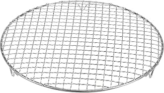 HARFINGTON Round Cooking Rack 12-inch 201 Stainless Steel Cross Wire Barbecue Grill Net with 20mm Legs for Cooking Baking Steaming BBQ