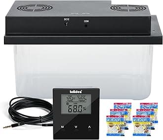 Electric Humidifiers for Cabinet (10-50 Cubic Ft.), 30% RH~80% RH Humidity Setting Values, Perfect Monitoring Temperature and Humidity, 12V Adapter Power Supply