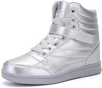 UBFEN Womens High Top Sneakers with Hidden Wedge Heel Ankle Support 2 Inch Height Increase 80s Retro Casual Boots